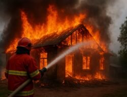 Kebakaran Hebat di Batu Taba, Lima Keluarga Kehilangan Tempat Tinggal