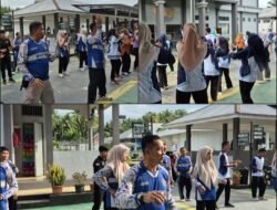 Petugas Dan Dharmawanita Lapas Kelas II B Lubuk Basung Lakukan Senam Kebugaran Bersama.