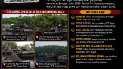 Aliansi Pemuda Riau Jakarta Desak Aparat Bongkar Dugaan Jaringan Gudang CPO Ilegal di Riau, Pelaku Terancam Pidana Berlapis